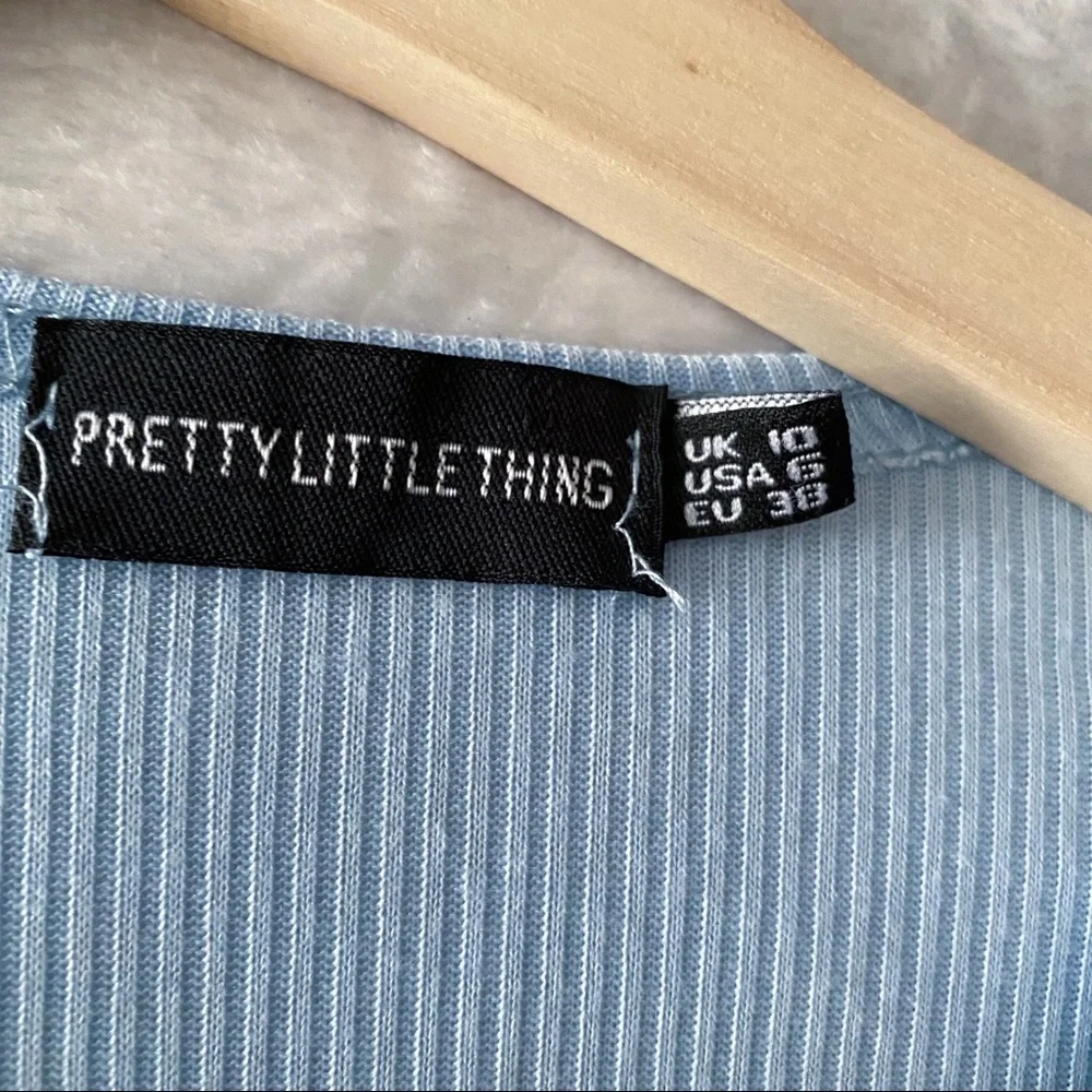 PLT Baby Blue Ribbed Cardigan Top